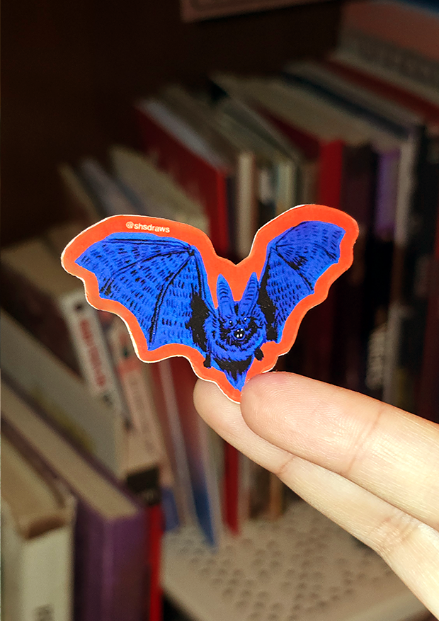 Bat flying sticker