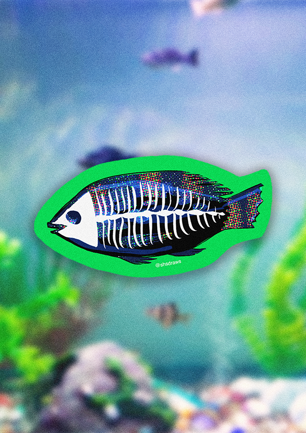 Fish Skeleton Sticker